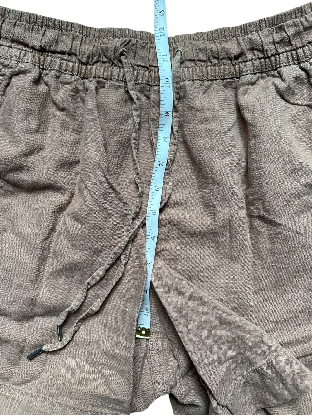 GAP Women's Linen High Waist Drawstring Shorts Tan Khaki - Picture 4 of 8